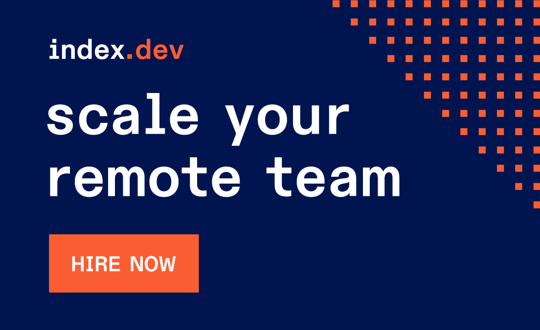 Scale your remote team copy with Index.dev logo and button hire now